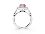 Cushion Cut Graduated Milgrain Halo Engagement Ring Setting for a Fancy Pink Lab-Grown Diamond | Platinum