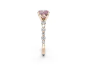 Cushion Cut Pavé Solitaire Engagement Ring Setting for a Fancy Pink Lab-Grown Diamond | Alternating Accents | Rose Gold