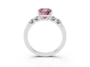 Fancy Pink Princess Cut Diamond Five-Stone Prong Set Engagement Ring Set in Silver with Channel Band