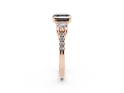 Fancy Black Three-Stone Asscher Cut Diamond Pavé Band Ring Set in Rose gold with Prong-Set Trio