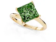 Princess Cut Bypass Solitaire Engagement Ring Setting for a Fancy Green Lab-Grown Diamond | Plain Band | Yellow Gold