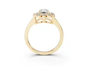 Emerald Cut Scalloped Cluster Halo Engagement Ring Setting | Plain Band | Yellow Gold
