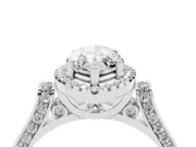 Marquise Cut Diamond Halo Ring Set in Platinum with Pavé-Lined Split Shank Band