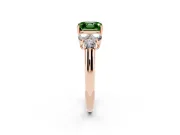 Fancy Green Asscher Cut Diamond Cluster Ring Set in Rose gold with Round Accent Stones and Prong Setting on a Plain Band