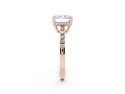Radiant Cut Hidden Halo Solitaire Engagement Ring Setting | Shared Prong Band | Rose Gold
