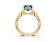 Asscher Cut Engraved Engagement Ring Setting for a Fancy Blue Lab-Grown Diamond | Yellow Gold