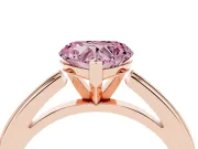 Fancy Pink Heart Cut Diamond Solitaire Ring Set in Rose gold with Prong Setting and Classic Band