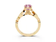 Cushion Cut Vine Engagement Ring Setting for a Fancy Pink Lab-Grown Diamond | Yellow Gold