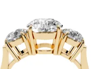 Round Three Stone Engagement Ring Setting | Round Side Stones and Open Baskets | Yellow Gold