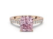 Radiant Cut Pavé Solitaire Engagement Ring Setting for a Fancy Pink Lab-Grown Diamond | Crossover Gallery | Rose Gold