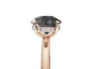 Round Hidden Halo Engagement Ring Setting for a Black Center | Thin Plain Band | Rose Gold