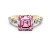 Asscher Cut Engagement Ring Setting for a Fancy Pink Lab-Grown Diamond | Yellow Gold - Design NV-24643
