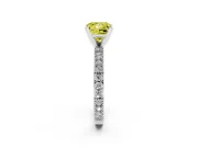 Fancy Yellow Princess Cut Diamond Solitaire Ring Set in Silver with Slim Pavé Band and Prong Setting
