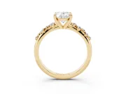 Oval Graduated Accent Engagement Ring Setting | Scattered Shoulders | Yellow Gold