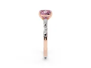 Fancy Pink Princess Cut Diamond Solitaire Set in Rose gold with Side Baguettes and Channel Set Band