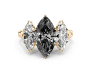 Marquise Three Stone Engagement Ring Setting for a Black Center | Braided Band | Yellow Gold