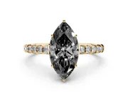 Marquise Hidden Halo Engagement Ring Setting for a Black Center | Yellow Gold