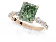 Radiant Cut Pavé Solitaire Engagement Ring Setting for a Fancy Green Lab-Grown Diamond | Alternating Accents | Rose Gold