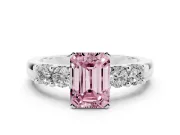 Emerald Cut Five Stone Engagement Ring Setting for a Fancy Pink Lab-Grown Diamond | Platinum
