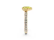 Fancy Yellow Pear Cut Diamond Pavé Solitaire Ring Set in Yellow gold with Round Band and Prong Setting