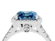 Asscher Cut Accented Halo Engagement Ring Setting for a Fancy Blue Lab-Grown Diamond | White Gold