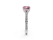 Princess Cut Pave Engagement Ring Setting for a Fancy Pink Lab-Grown Diamond | Shared Prong Band | Platinum
