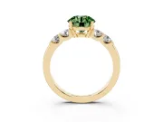 Round Five Stone Engagement Ring Setting for a Fancy Green Lab-Grown Diamond | Yellow Gold
