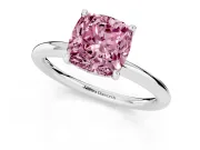 Cushion Cut Hidden Halo Ring Setting for a Fancy Pink Lab-Grown Diamond | White Gold