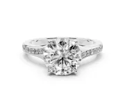 Round Pave Solitaire Engagement Ring Setting | Sweeping Shoulders | Platinum