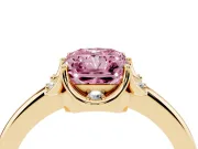 Radiant Cut Petal Halo Engagement Ring Setting for a Fancy Pink Lab-Grown Diamond | Yellow Gold