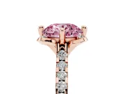 Round Floral Engagement Ring Setting for a Fancy Pink Lab-Grown Diamond | Pavé Band | Rose Gold