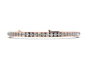 Round Lab-Grown Diamond Channel Set Tennis Bracelet | Square Links | Rose Gold