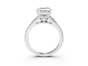 Asscher Cut Pave Split Shank Engagement Ring Setting | Double Claw Prongs | White Gold