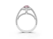 Fancy Pink Marquise Cut Diamond Halo Pavé Split Shank Ring Set in Silver with Prong Setting