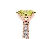 Fancy Yellow Oval Cut Diamond Solitaire Ring Set in Rose gold with Slim Pavé Band and Prong Setting