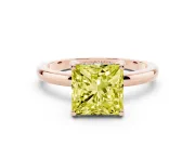 Princess Cut Engagement Ring Setting for a Fancy Yellow Lab-Grown Diamond | Hidden Halo | Rose Gold