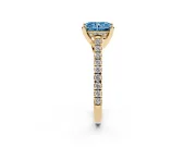 Radiant Cut Hidden Halo Pave Engagement Ring Setting for a Fancy Blue Lab-Grown Diamond | Claw Prongs | Yellow Gold