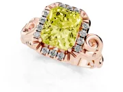 Radiant Cut Filigree Halo Engagement Ring Setting for a Fancy Yellow Lab-Grown Diamond | Rose Gold