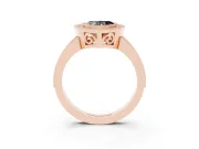 Fancy Black Heart Cut Diamond Round Halo Ring Set in Rose gold with Pavé Band