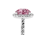 Round Halo Engagement Ring Setting for a Fancy Pink Lab-Grown Diamond | Twisted Rope Band | Platinum