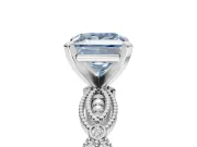 Princess Cut Vintage Milgrain Engagement Ring Setting for a Fancy Blue Lab-Grown Diamond | Graduated Stations | Platinum