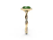 Radiant Cut Twist Halo Engagement Ring Setting for a Fancy Green Lab-Grown Diamond | Yellow Gold