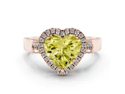 Heart-Shaped Halo Engagement Ring Setting for a Fancy Yellow Lab-Grown Diamond | Pointed Pave Shoulders | Rose Gold
