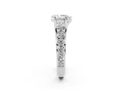 Pear-Shaped Graduated Side Stone Engagement Ring Setting | Shared Prong Rails | Sterling Silver