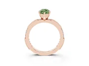 Fancy Green Marquise Cut Diamond Solitaire Ring Set in Rose gold with Slim Pavé Band and Prong Setting