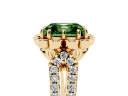 Asscher Cut Floral Halo Engagement Ring Setting for a Fancy Green Lab-Grown Diamond | Pavé Split Shank | Yellow Gold