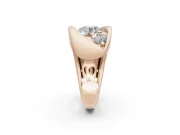 Round Three Stone Bypass Engagement Ring Setting | Sculpted Crossover Band | Rose Gold