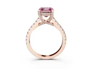 Asscher Cut Hidden Halo Pave Engagement Ring Setting for a Fancy Pink Lab-Grown Diamond | Claw Prongs | Rose Gold