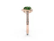 Heart-Shaped Petal Tip Halo Engagement Ring Setting for a Fancy Green Lab-Grown Diamond | Pavé Band | Rose Gold