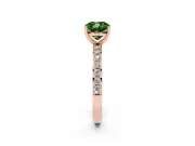 Fancy Green Cushion Cut Diamond Solitaire Set in Rose gold with Round Pavé Band and Prong Setting
